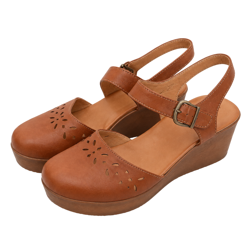 b.o.c. Wedge Sandal Size 11M Tan Brown Cutout Platform Slingback 1