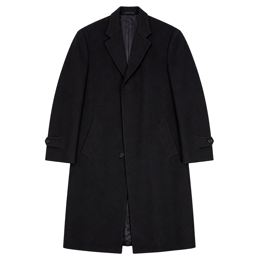 Hart Schaffner & Marx Pure Virgin Wool Black Overcoat Trench Coat Size 40R 1