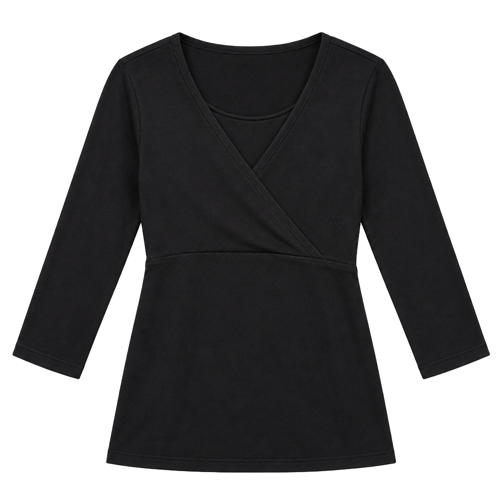 Breast is Best Wrap Stretch Swing Top Black 1