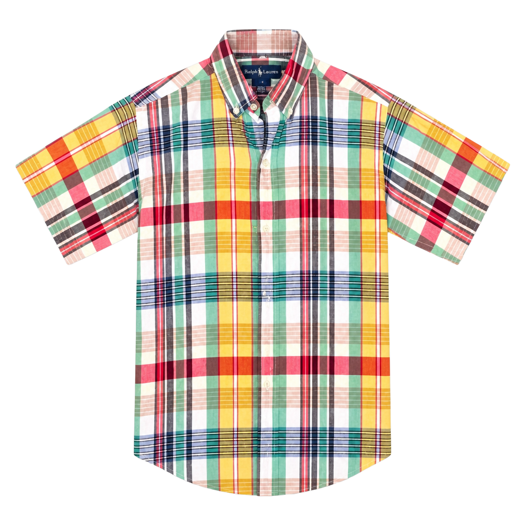 Ralph Lauren Boys Size 7 Short Sleeve Plaid Button Down Shirt 1