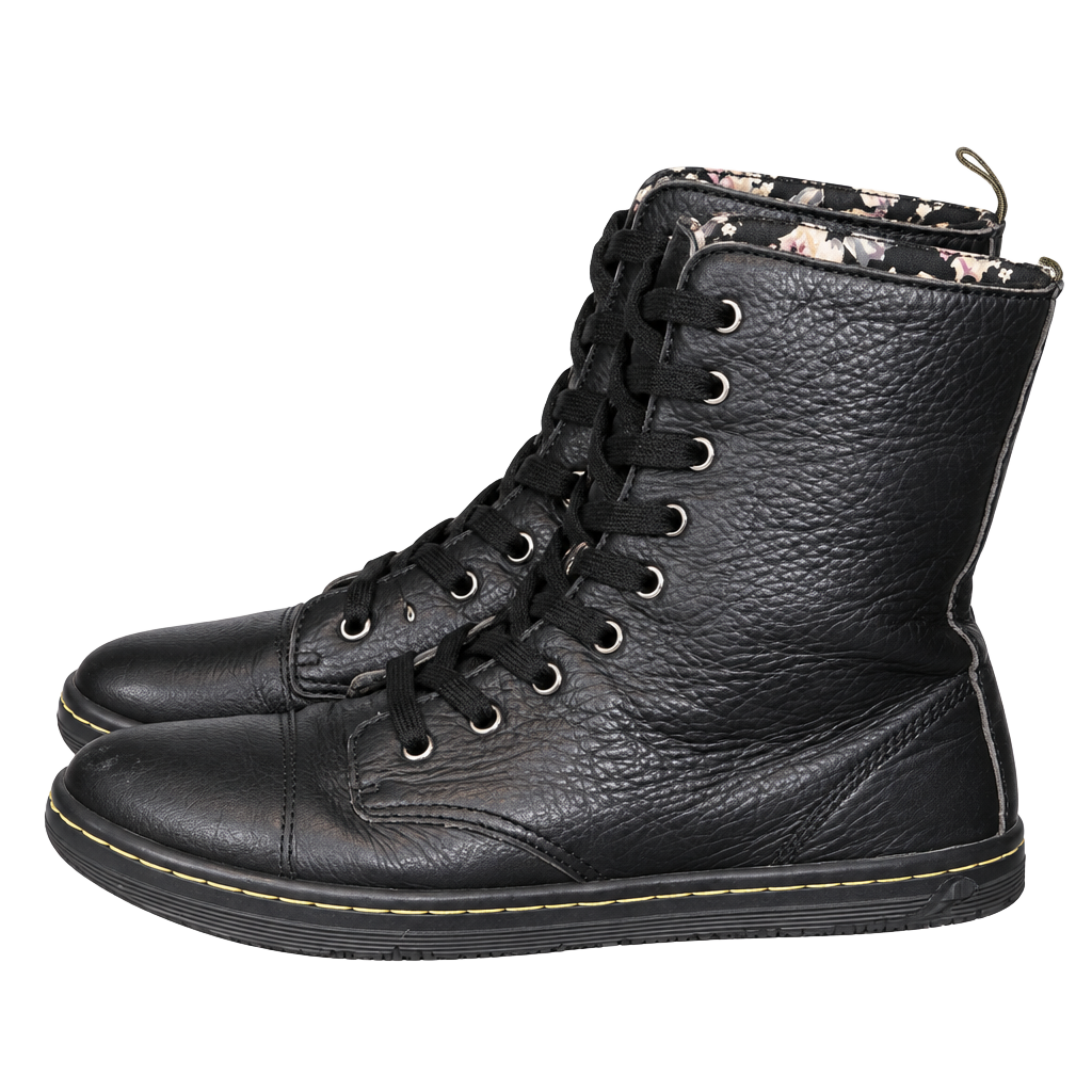 Dr. Martens Stratford Black Leather Floral Lined Boots Women's US 8 1