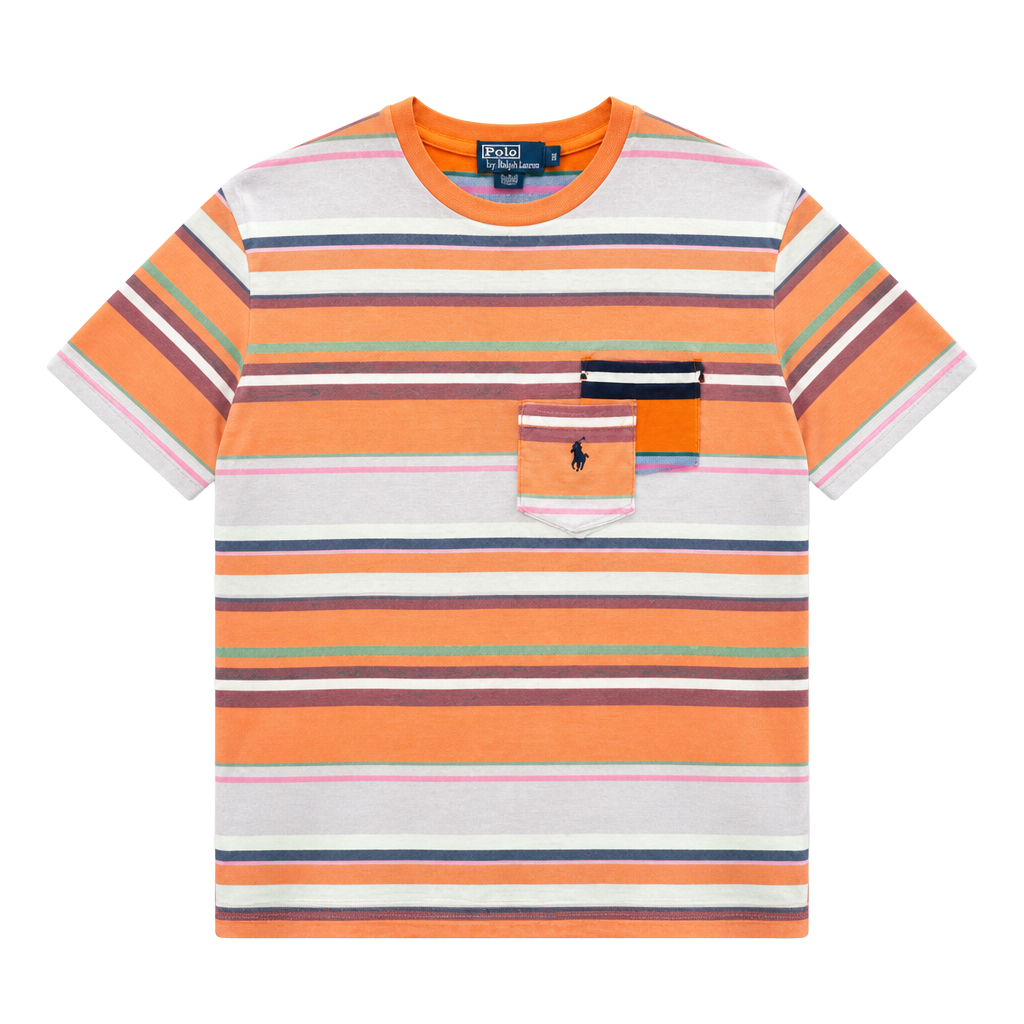 Polo by Ralph Lauren Multicolor Striped Pocket T-Shirt Medium 1
