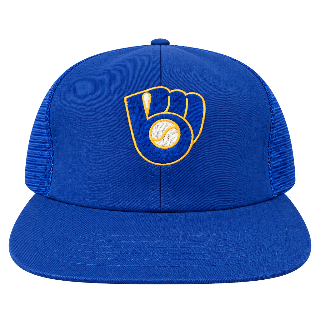 Annco Milwaukee Brewers Trucker Snapback Hat Blue Vintage MLB 1