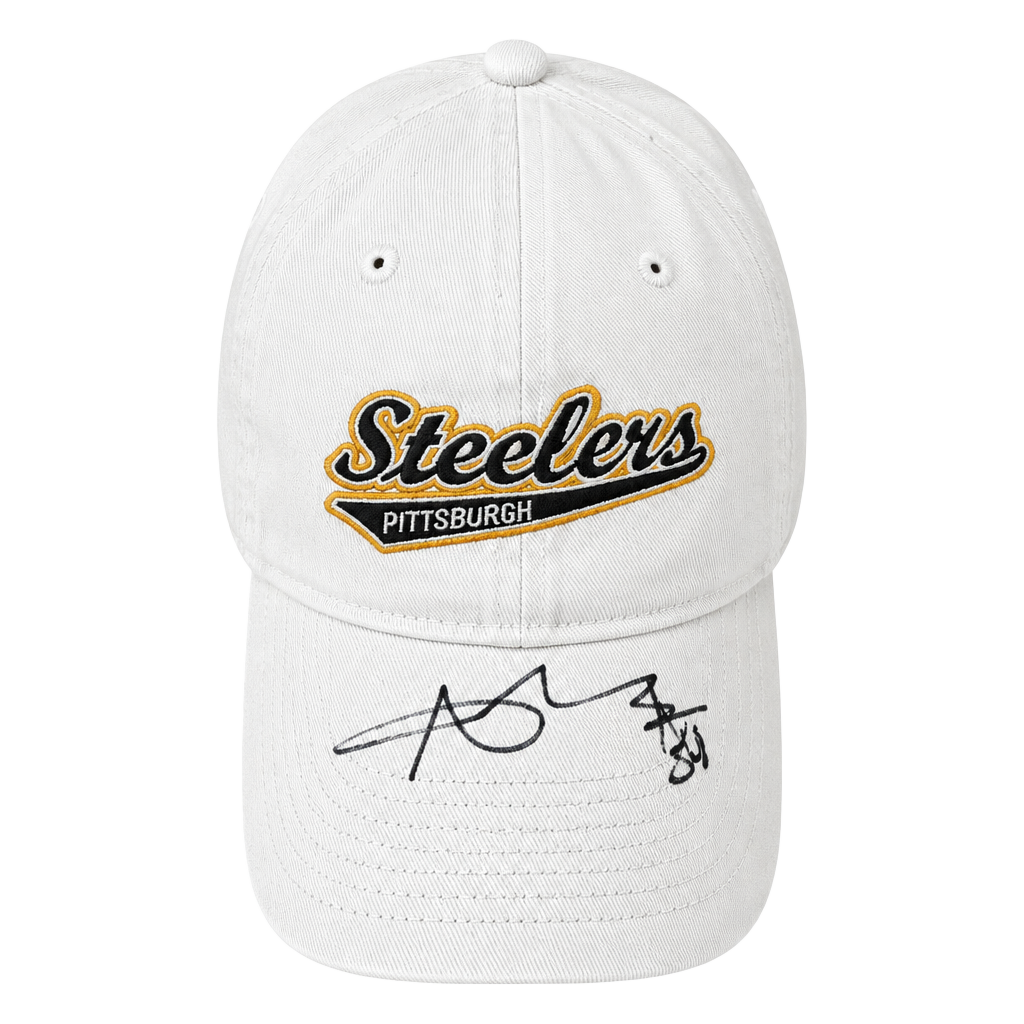 Pittsburgh Steelers Script Adjustable Cap White Signed Autographed Antonio Brown 1