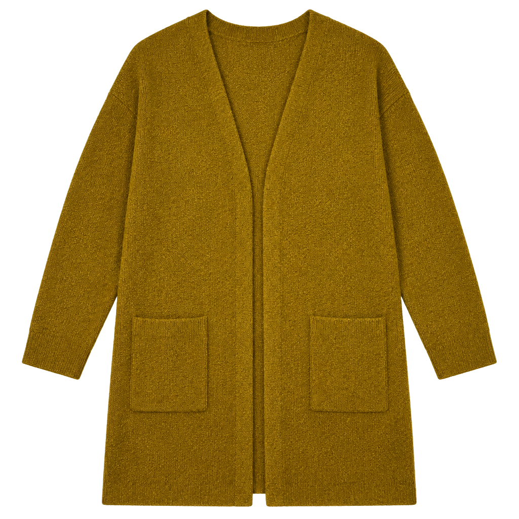 Forever 21 Cardigan Sweater Size XL Mustard Open Front Pockets 1