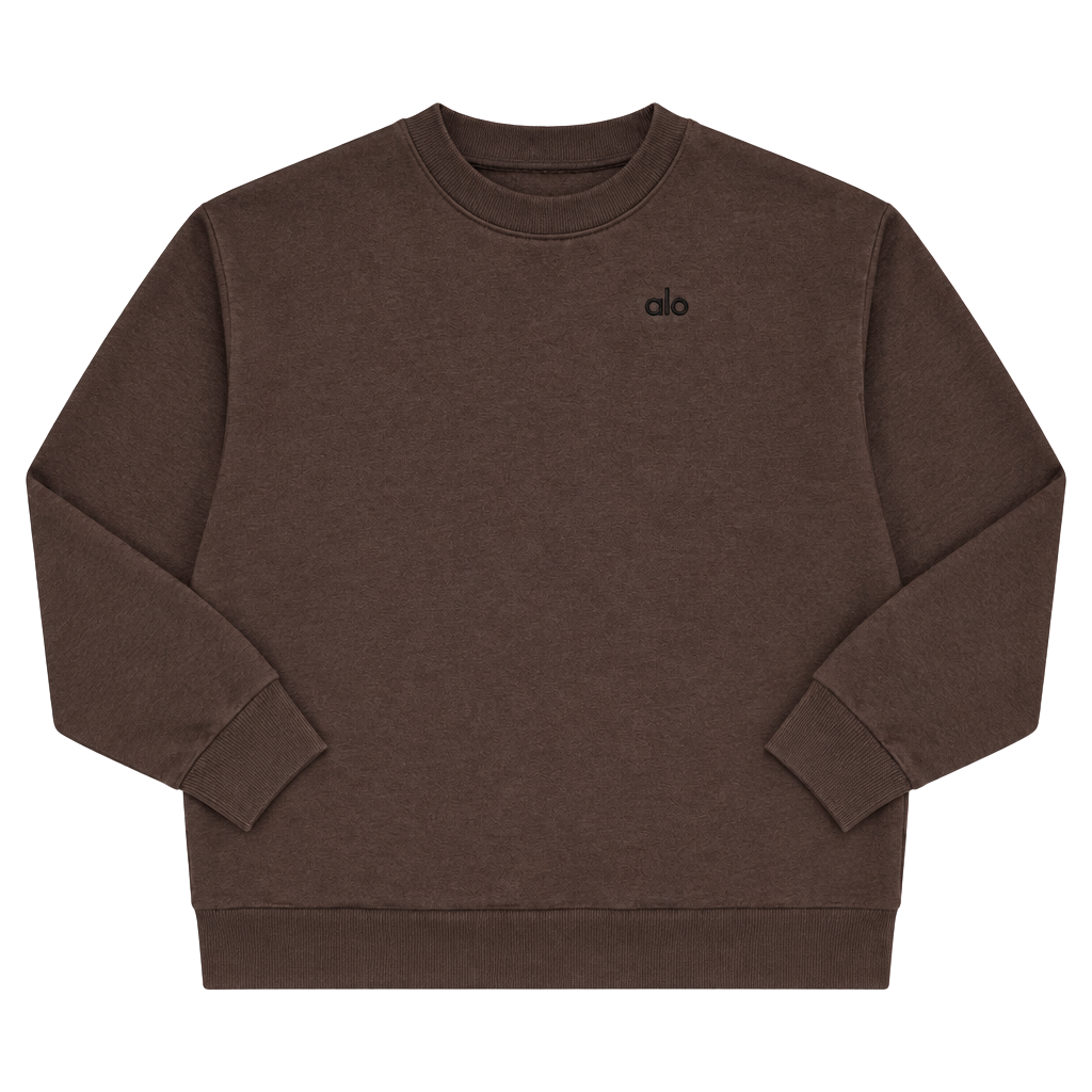 Alo Accolade Crewneck Sweatshirt Size S Espresso Brown 1