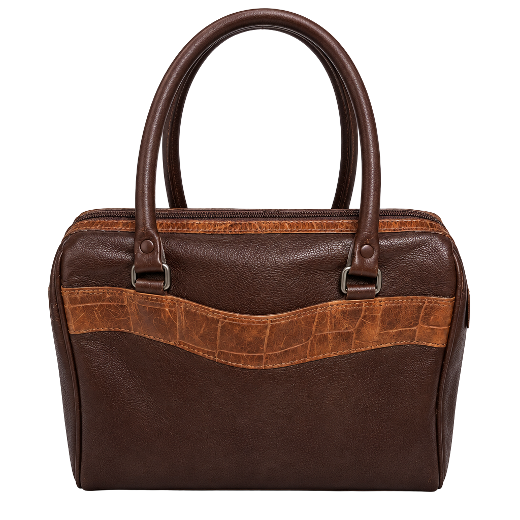 RARE!! 80s- 90s Courtenay Genuine Pebble Leather Doctor Satchel Bag Brown 1