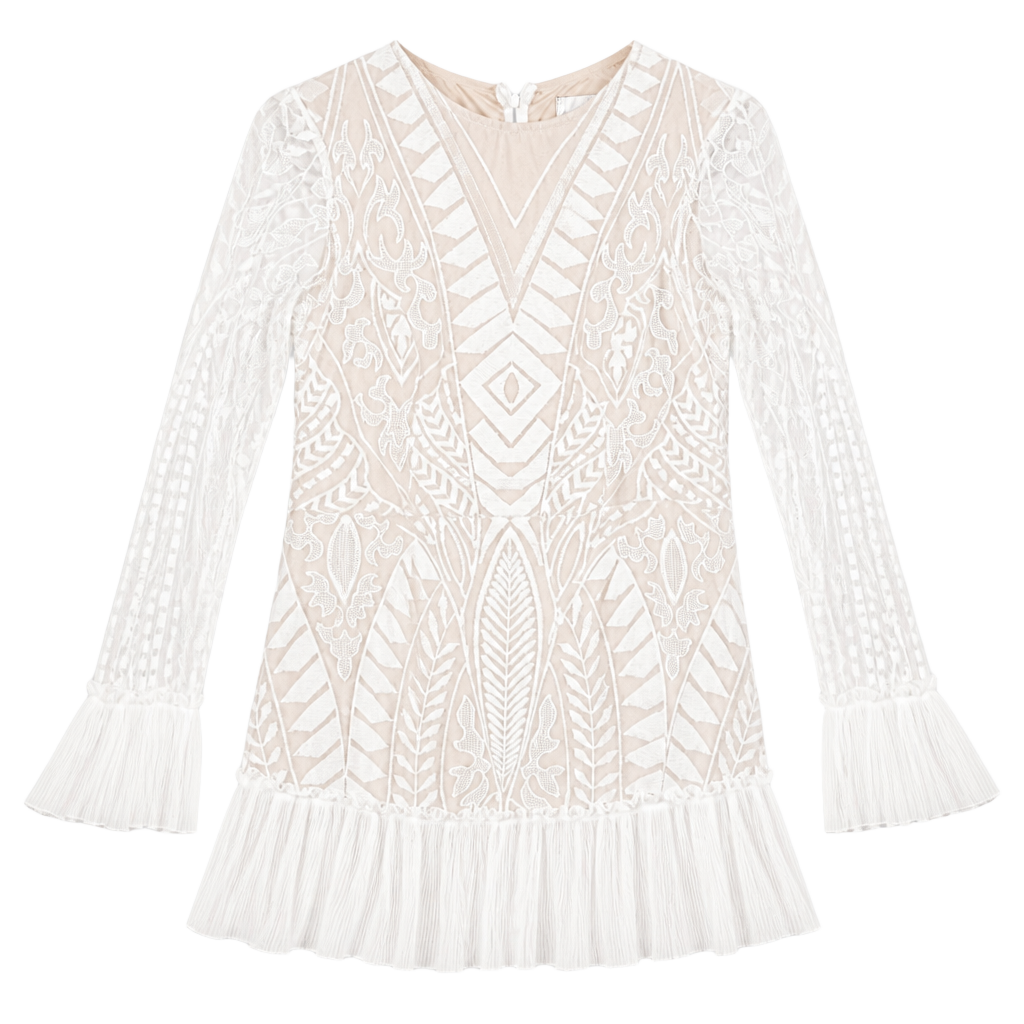 KILLSTAR Long Sleeve Lace Dress White NWT 1