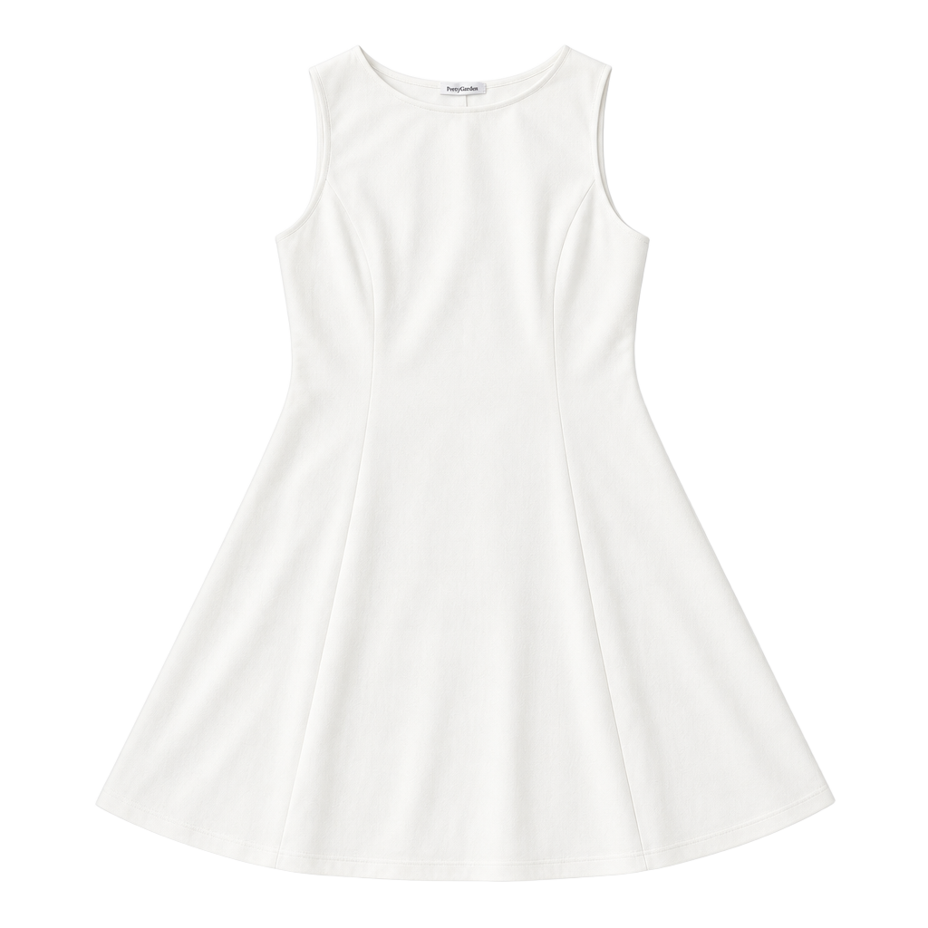 Mini Dress Size L White Sleeveless Neck 1