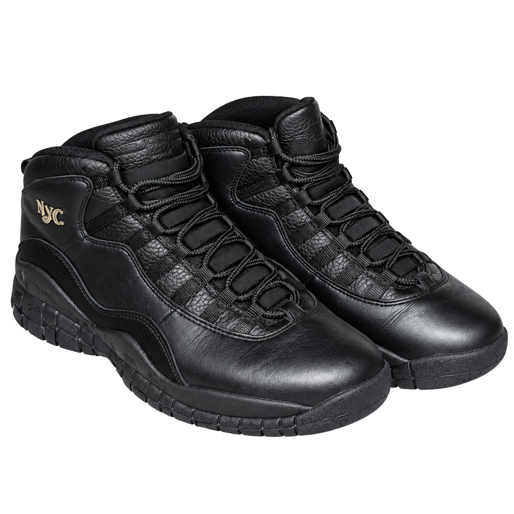 Jordan Air Jordan 10 Retro NYC Size 8 Black Leather Sneakers 1