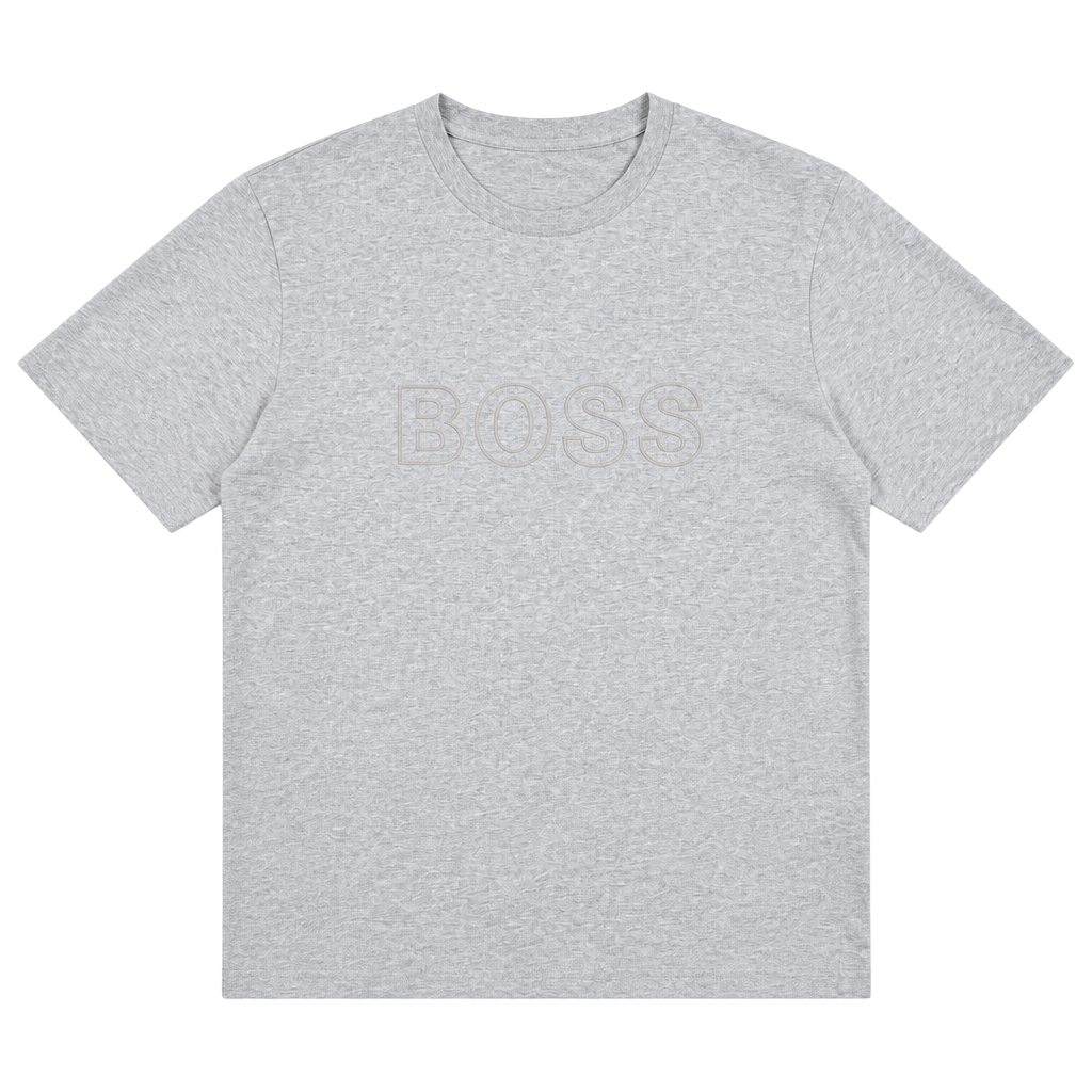 Hugo Boss T-Shirt Size L Gray Cotton Embossed Logo Crew Neck Short Sleeve 1