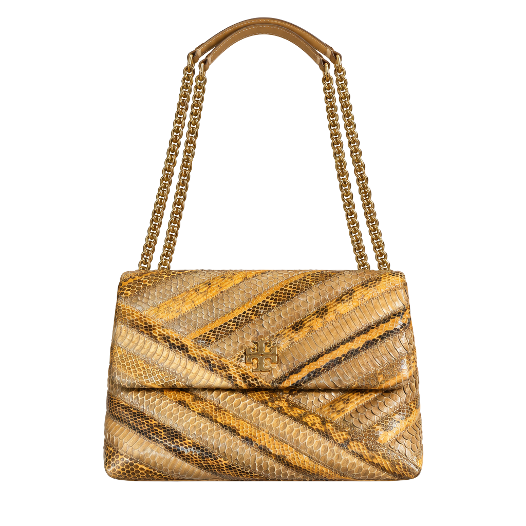 Tory Burch Kira Chevron Snake Shoulder Bag Caramel Corn 1