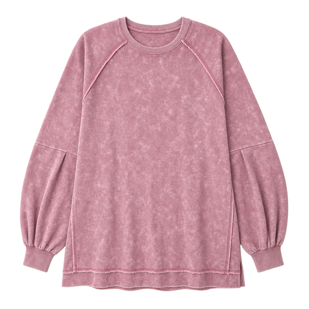 Neu in Mineral Washed Raglan Sleeve Sweatshirt Mini Dress 1