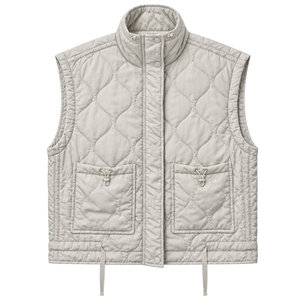 Thread & Supply Quilted Vest Cream Utility Puffer 1