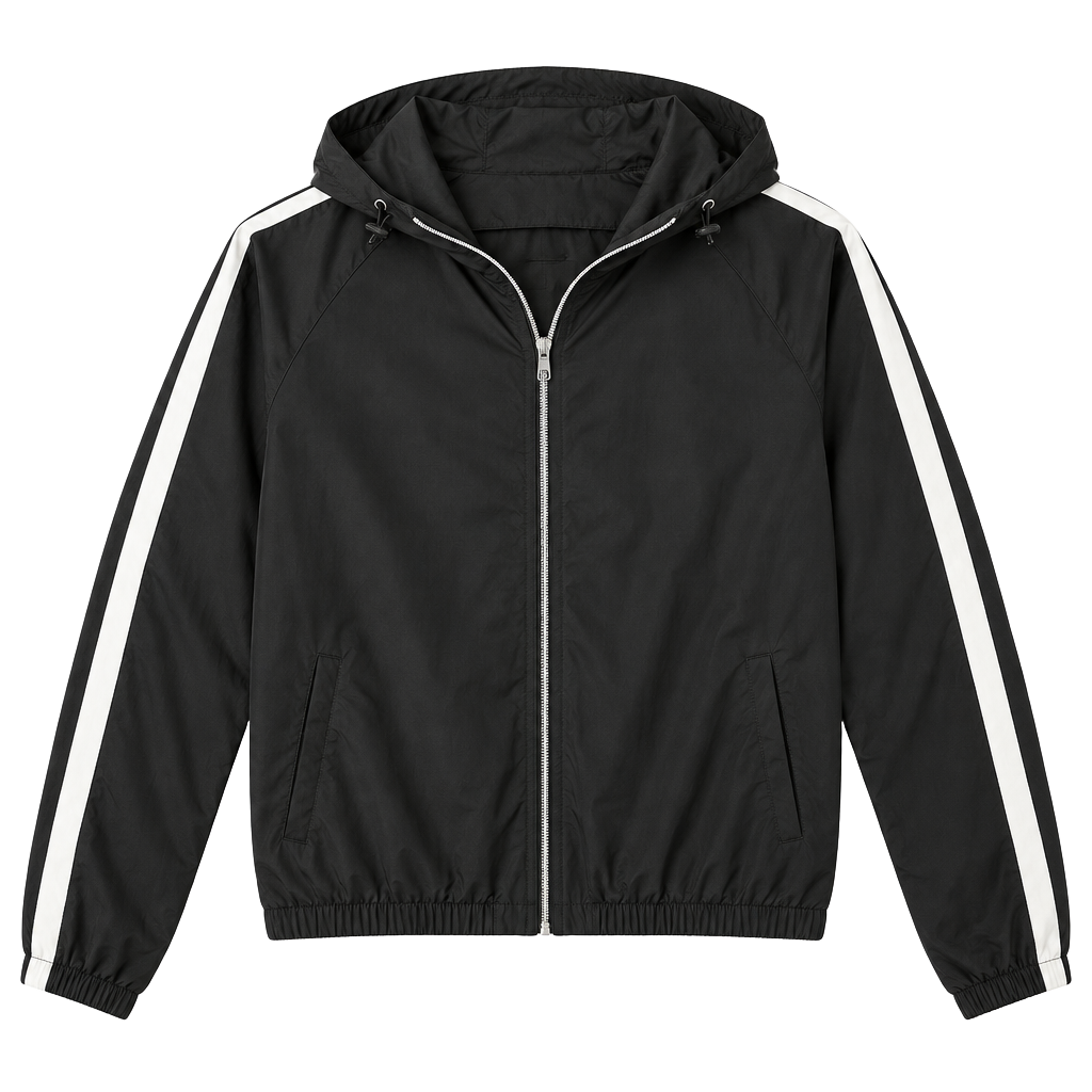 Forever 21 Windbreaker Jacket Size L Black White Stripe 1