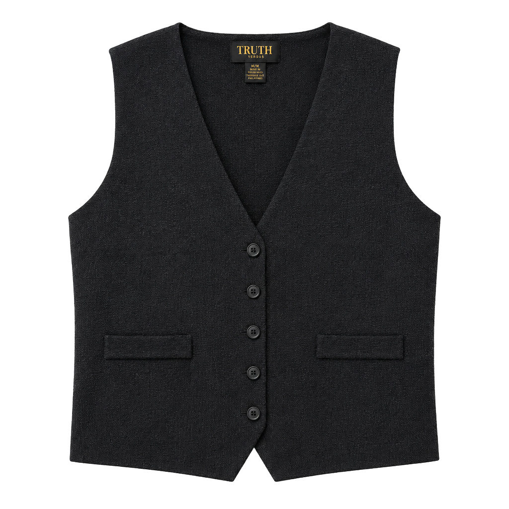 Truth by Republic Sweater Vest Black Button Front V-Neck Size M 1