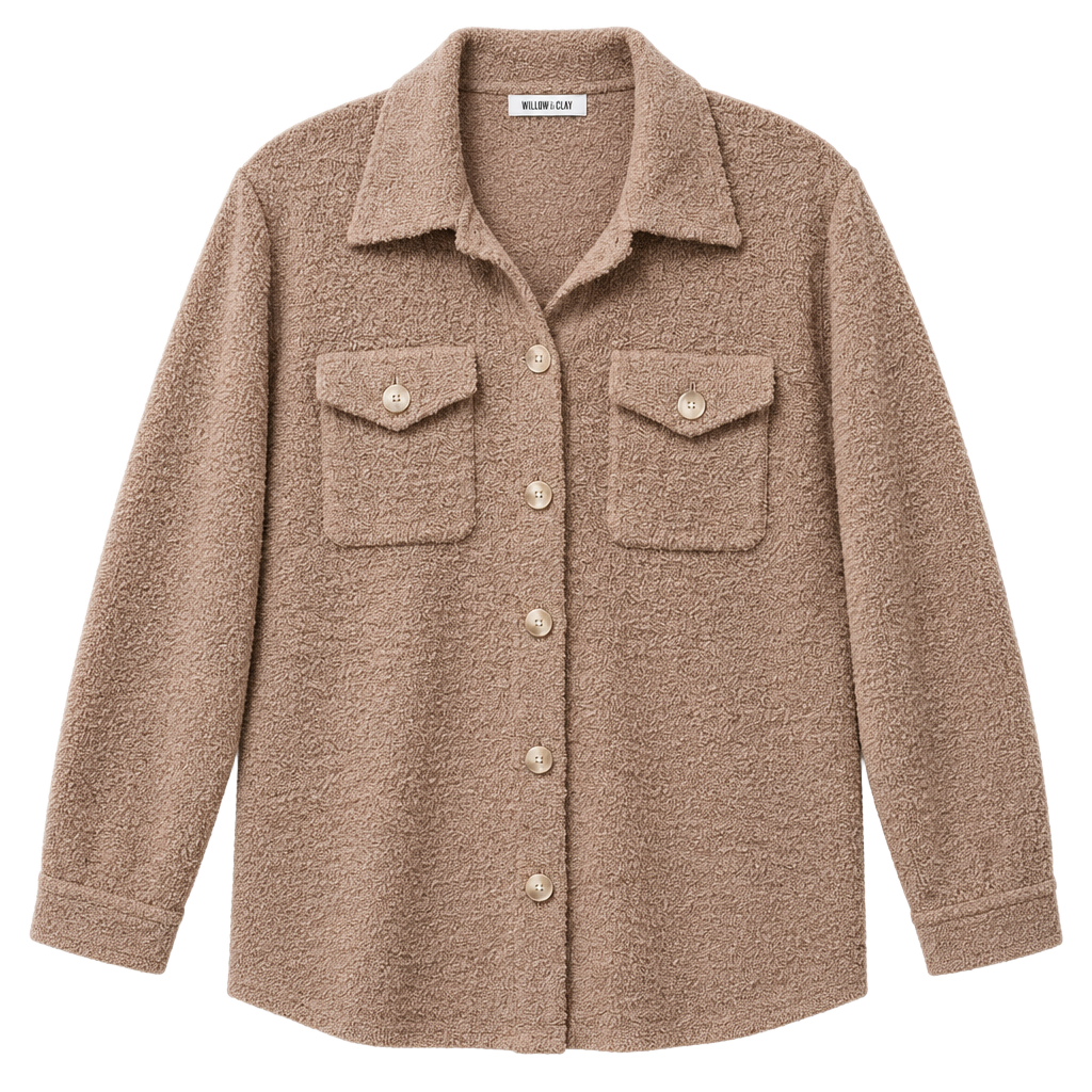 William Rast Brown Fuzzy Button Up Long Sleeve Shacket 1