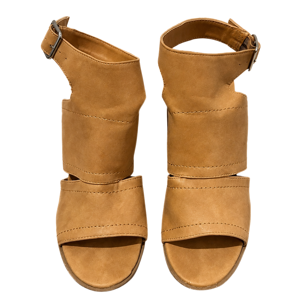 Dolce Vita Brista Heels Size 8 Tan Open Toe Ankle Booties 1