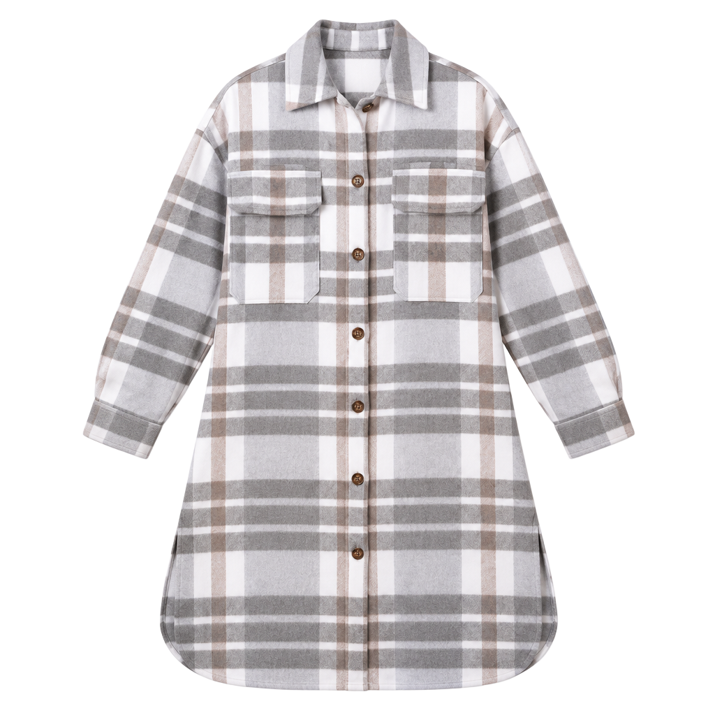 Banana Republic Plaid Shacket Size S Gray 1