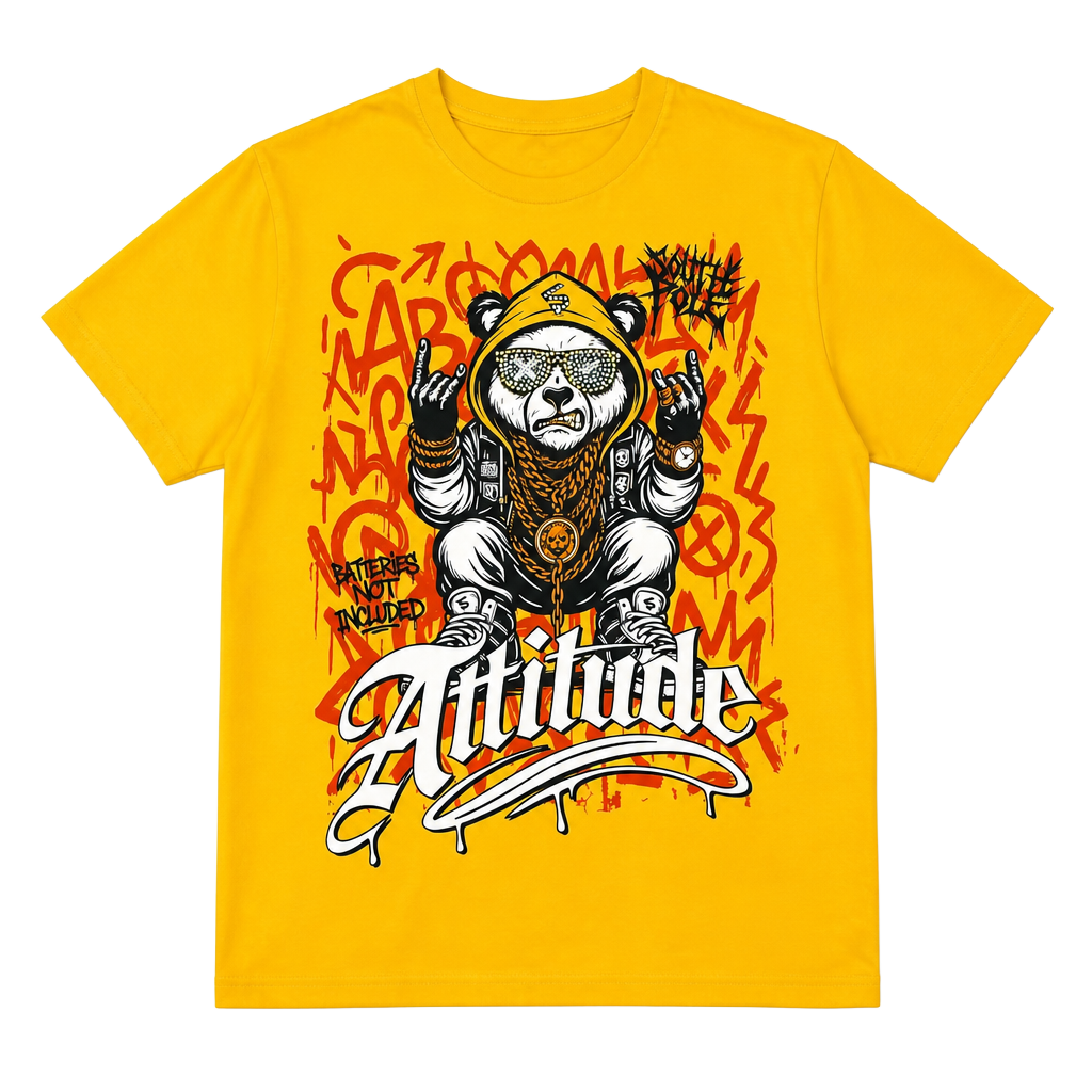 Southpole Yellow Graphic Attitude Panda T-Shirt 1