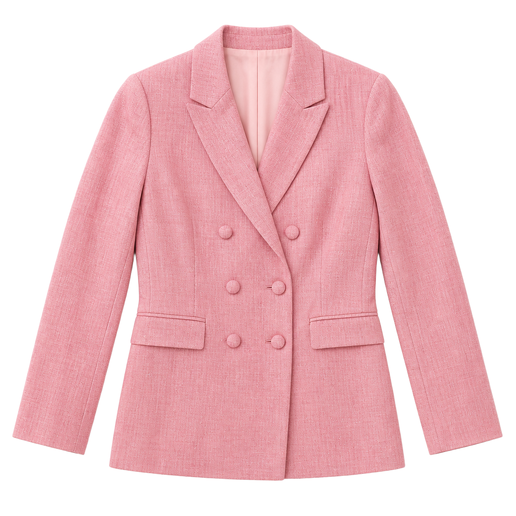 SHEIN Pink Double-Breasted Blazer Jacket, Size L 1