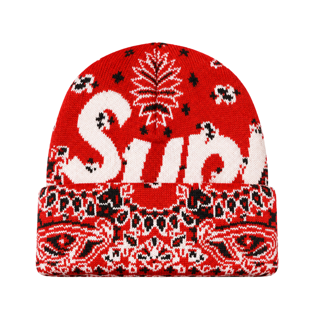 Supreme Bandana Big Logo Beanie Red FW24 1