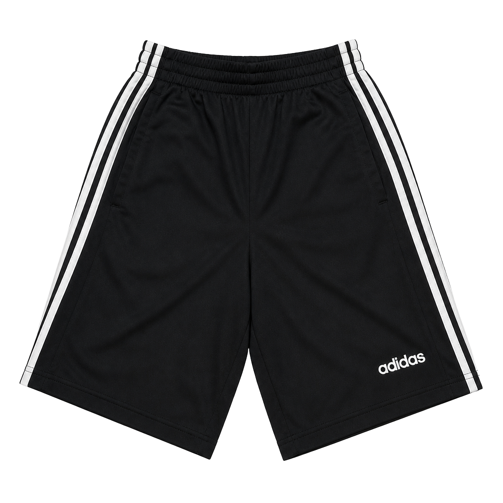 Adidas Men's Black 3-Stripes Athletic Shorts with Logo 1