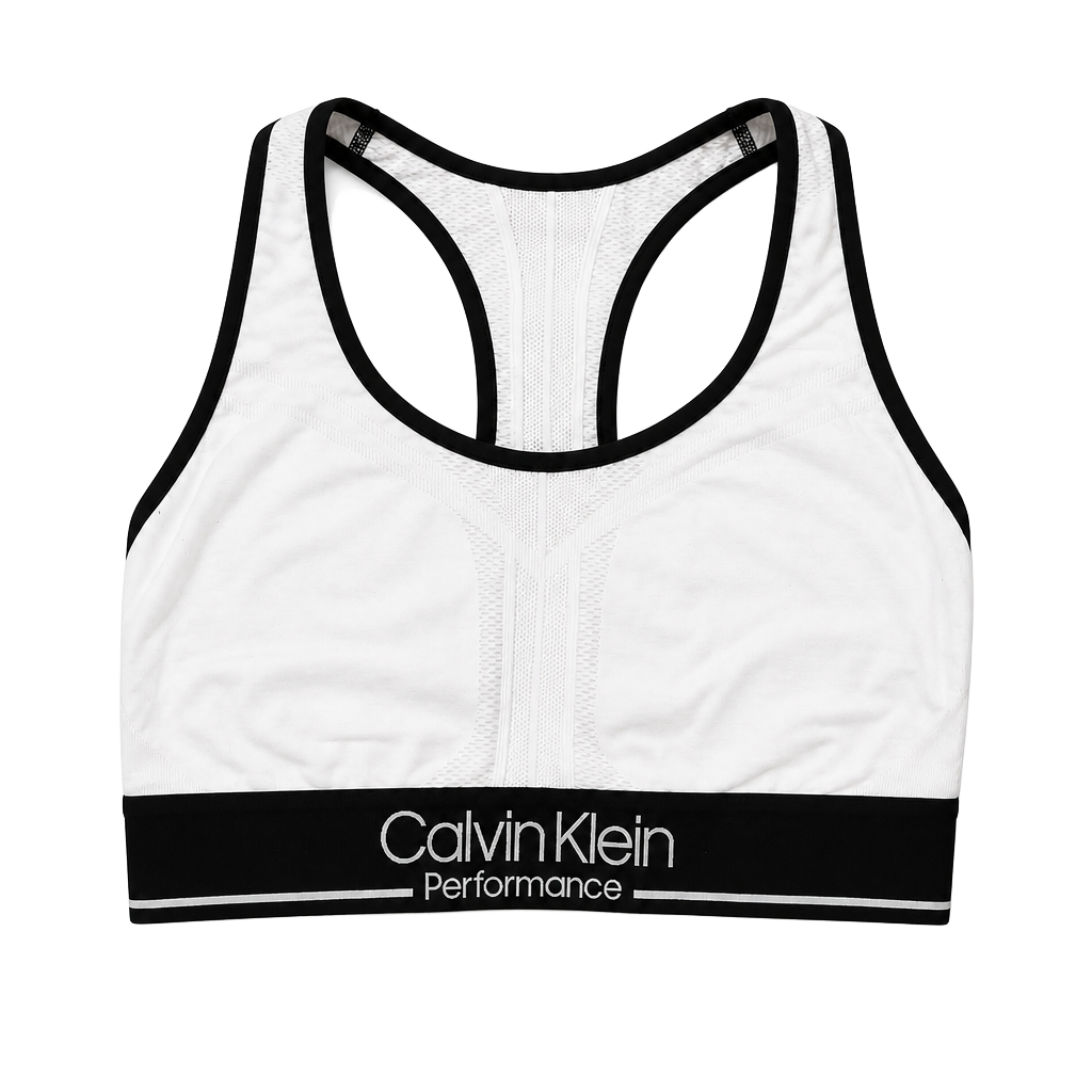Calvin Klein Performance White and Black Racerback Sports Bra 1