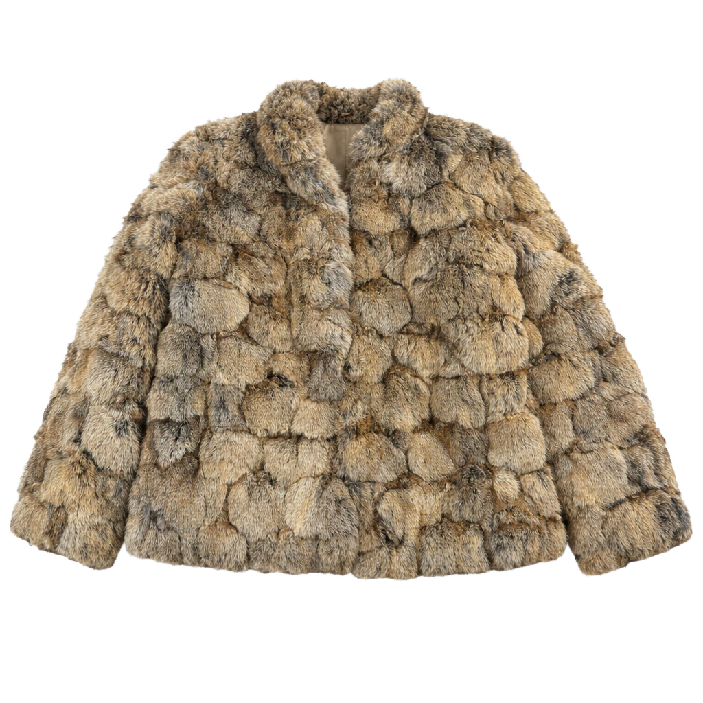 Vintage Rabbit Fur Coat Brown Patchwork 1