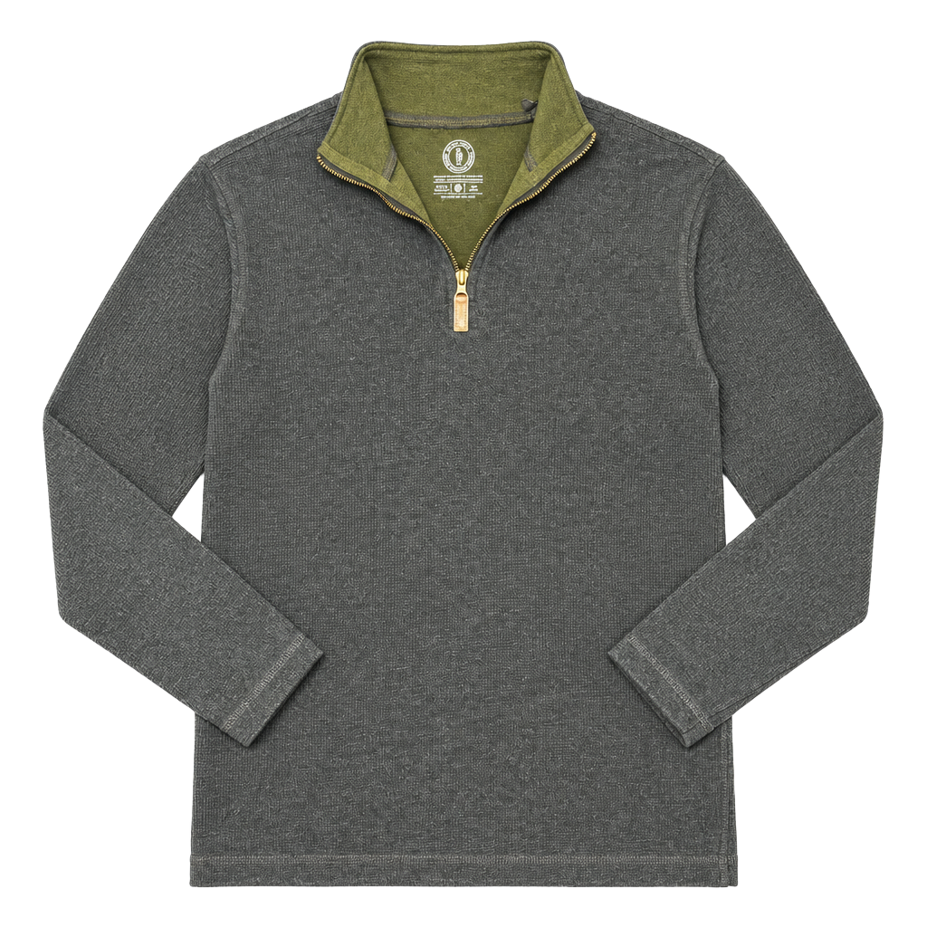One Day Away 1/4 Quarter Zip Pullover Sweater Dark Gray 1