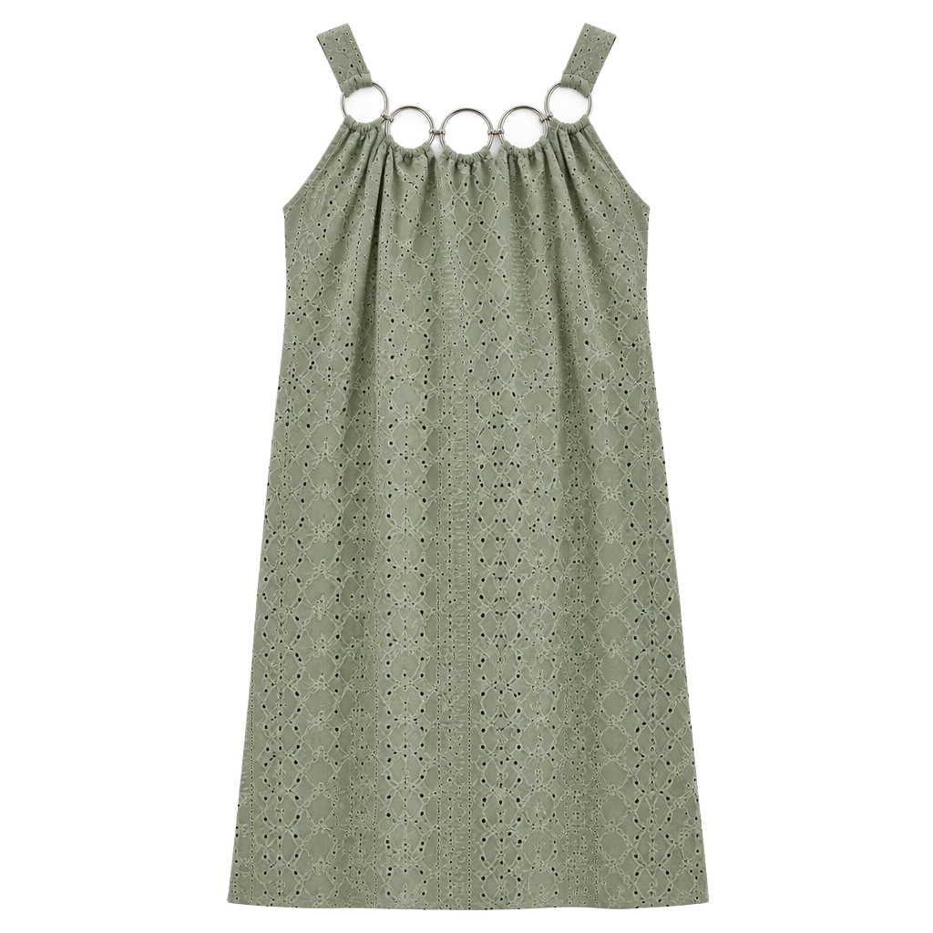 Unbranded Sage Green Eyelet O-Ring Halter Top 1