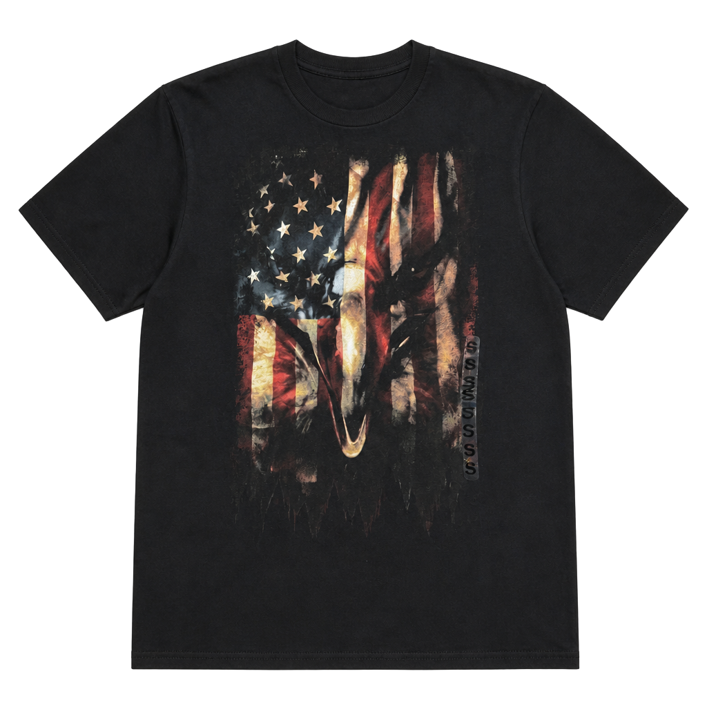 Mad Engine American Flag Bald Eagle Graphic T-Shirt Size S Black 1