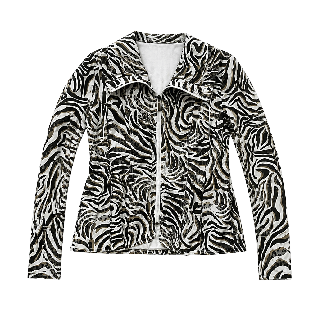 Chico's Zebra Print Zip-Up Peplum Jacket 1