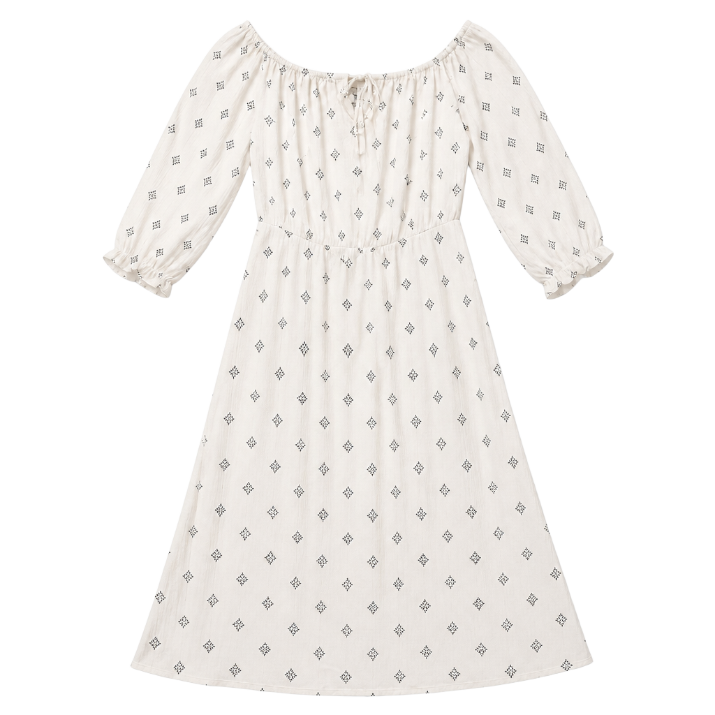 Amuse Society Cruz Ivory Print Off-the-Shoulder Gauzy Midi Dress Womens Small 1