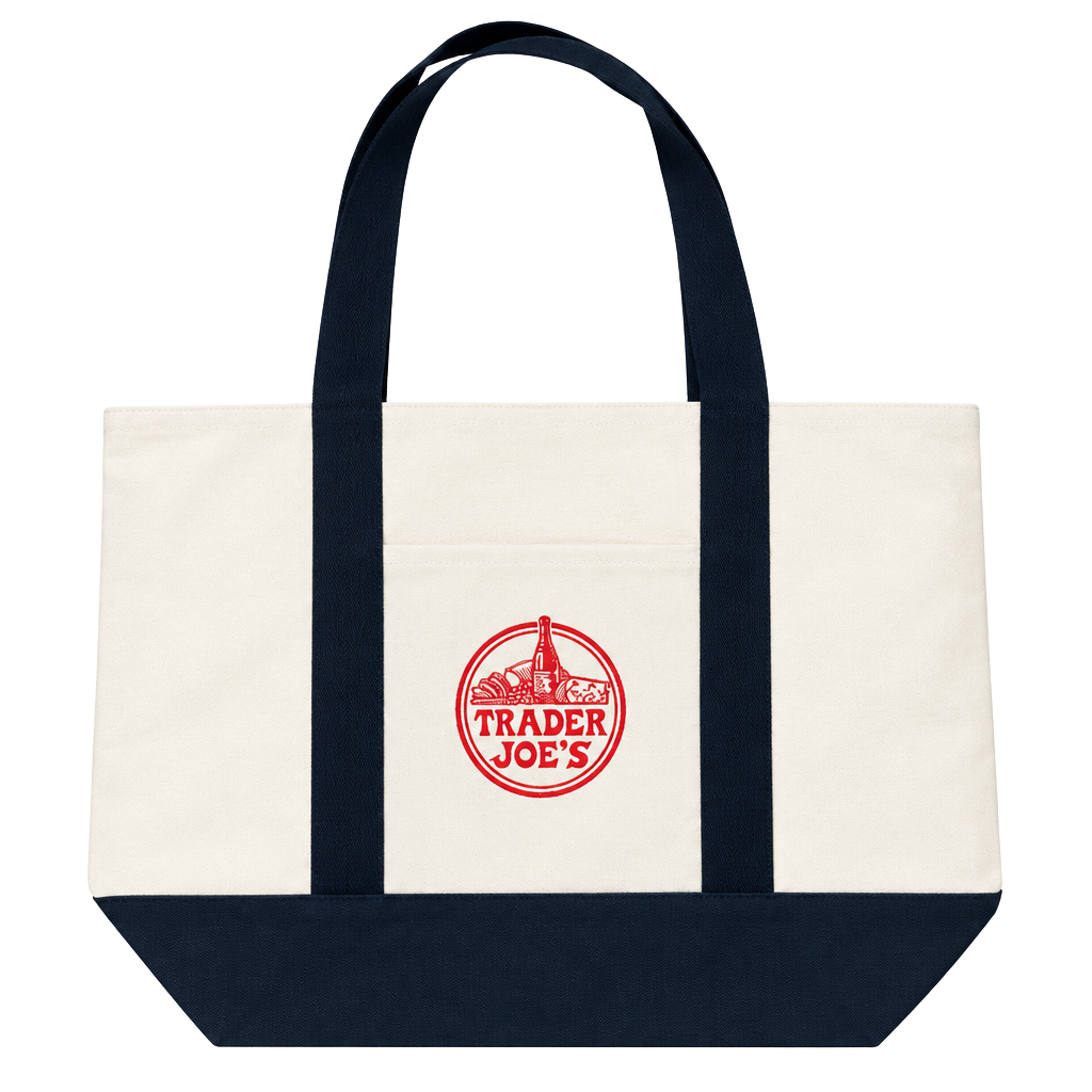 Trader Joe's Reusable Tote Bag Navy Blue Canvas NWT 1