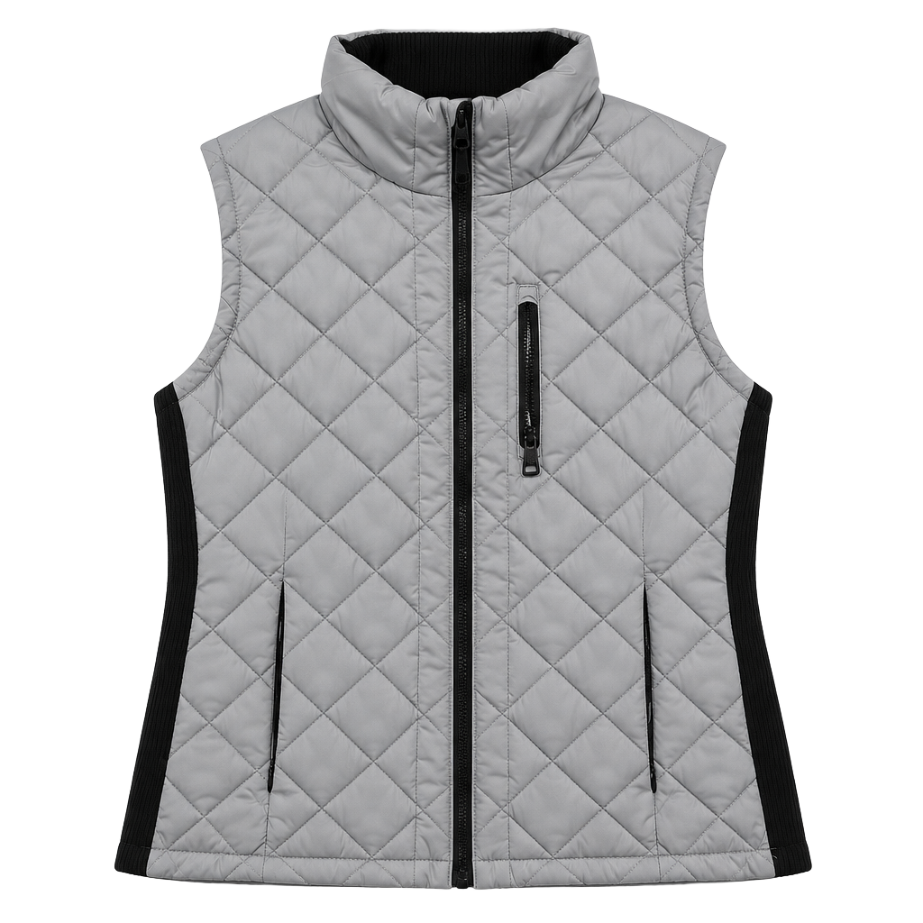 Andrew Marc Quilted Vest Size M Gray Full Zip Puffer 1