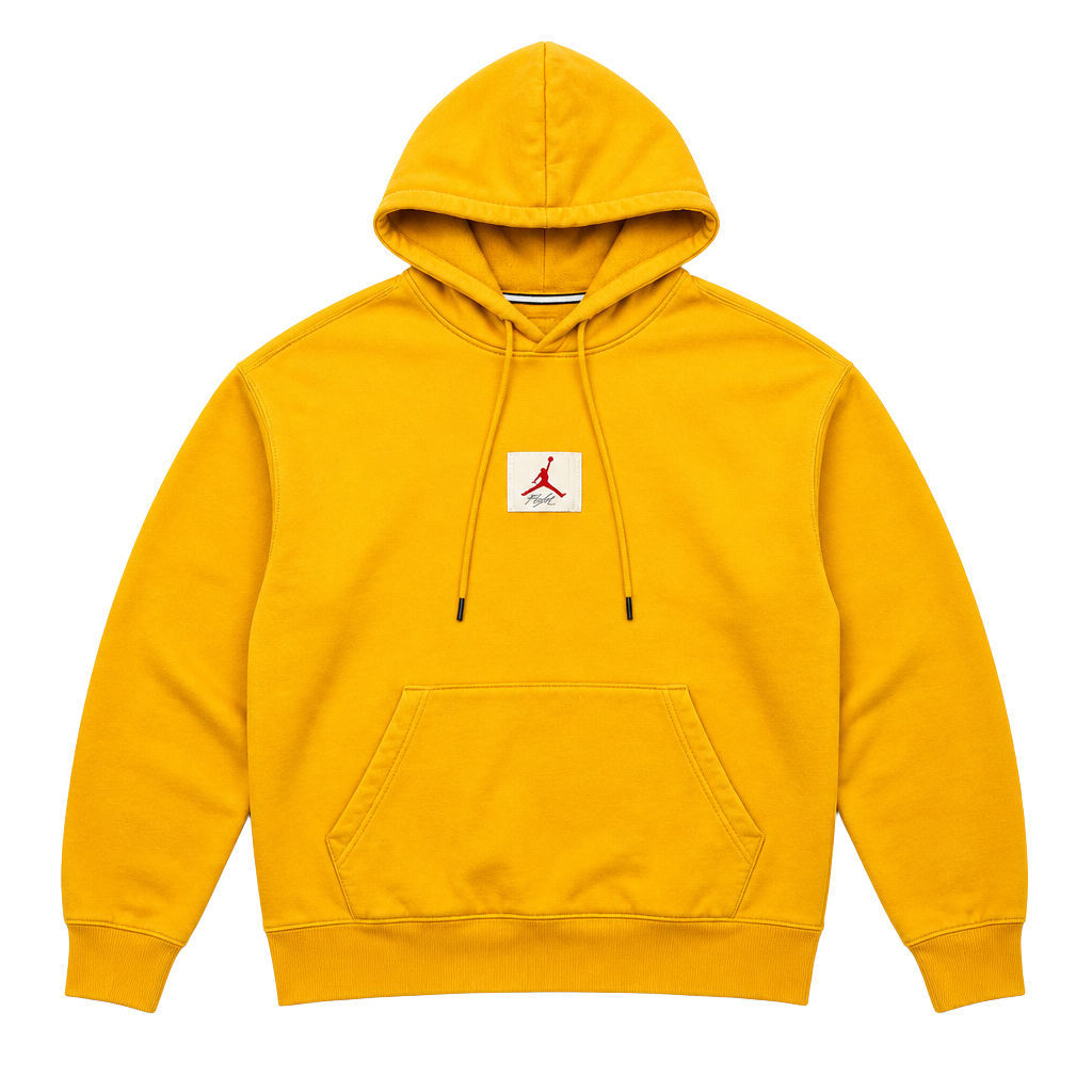 Nike Jordan Flight Fleece Washed Pullover Hoodie Yellow Ochre 1