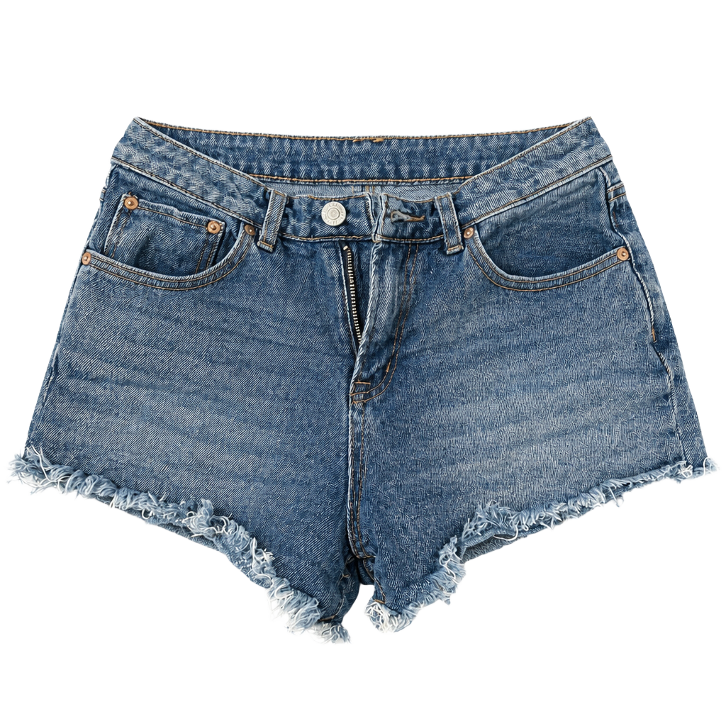 Almost Famous Women's Blue Denim Raw Hem Cutoff Shorts Size 5 1