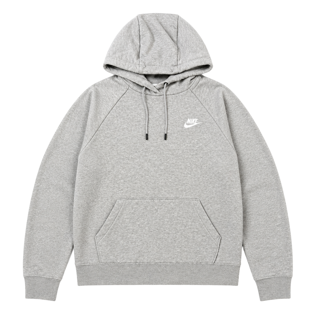Nike Women's NSW Essential Fleece Pullover Hoodie in Grey Heather 1