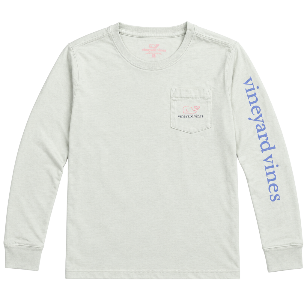Vineyard Vines Long Sleeve Pocket Tee Size Y XS Light Blue 1