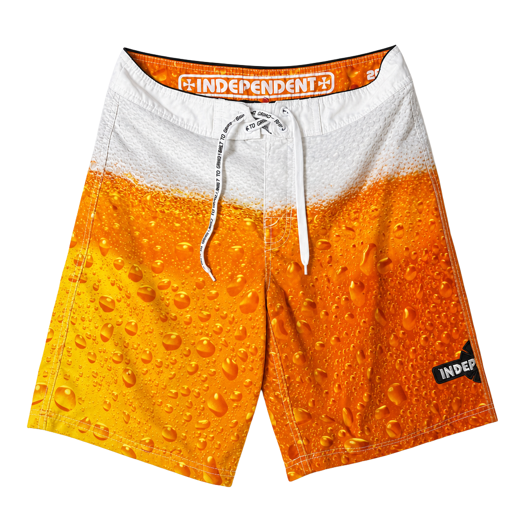 Independent 'Built to Grind' Beer Print Board Shorts 1