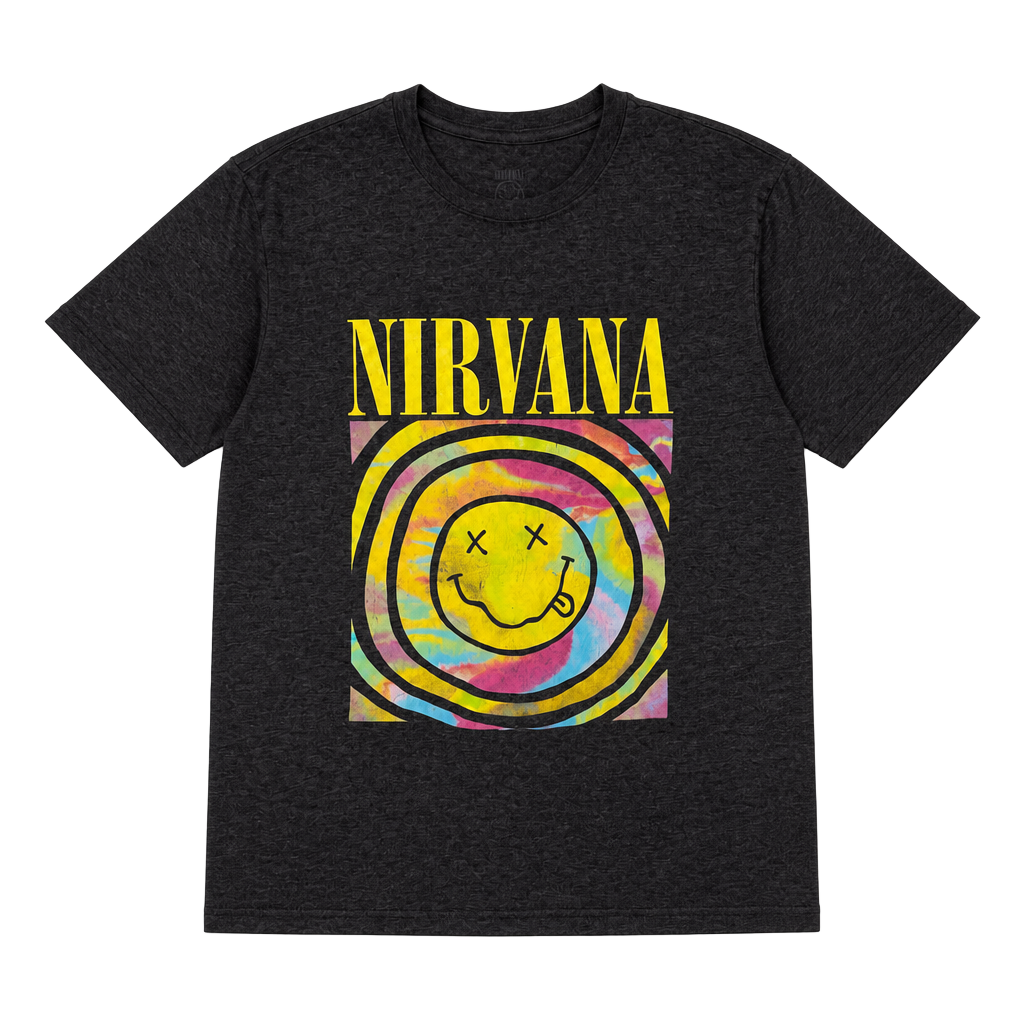 Nirvana T-Shirt Size M Dark Gray Smiley Face Graphic Rock Grunge 1
