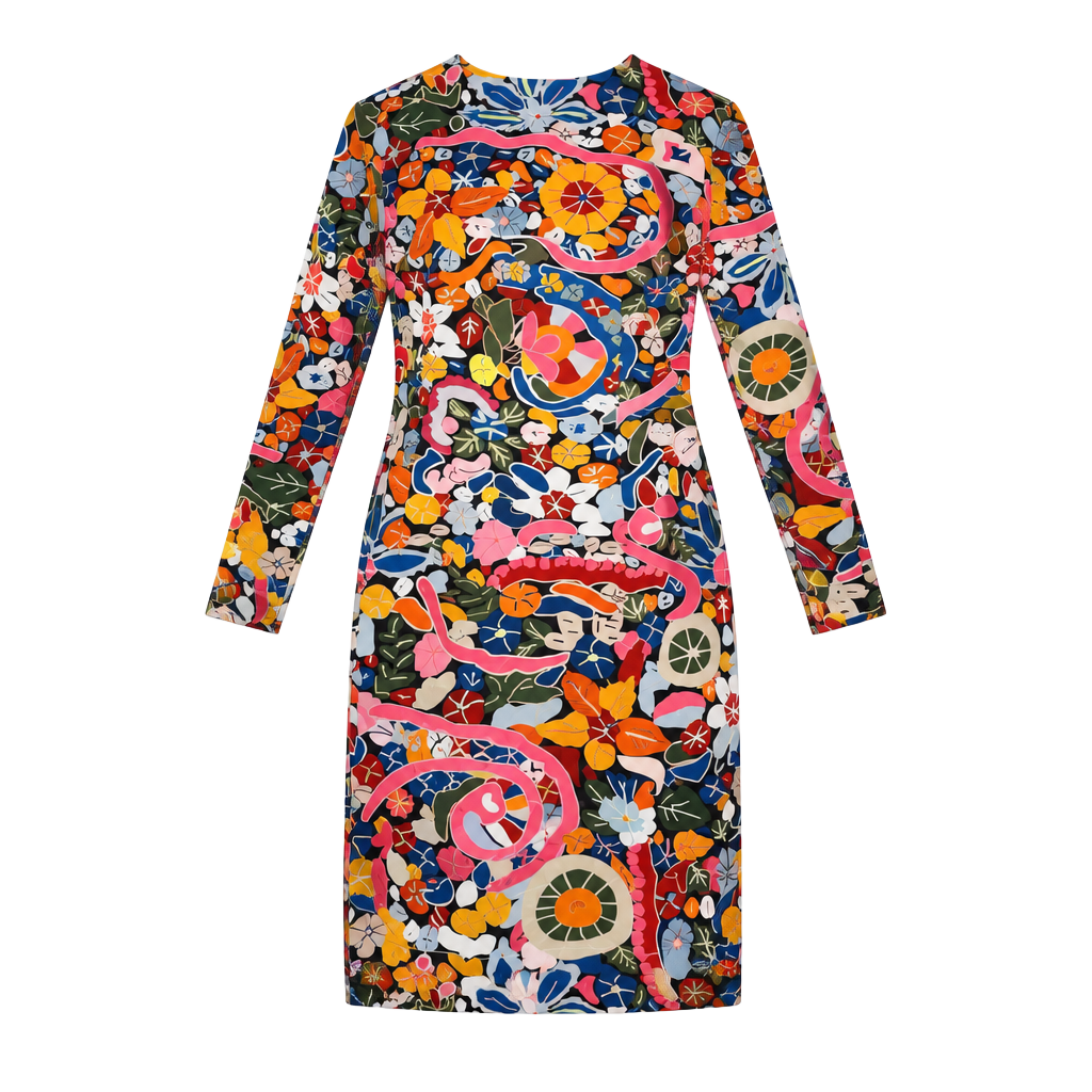 Koandaily Floral Long Sleeve Colorful Dress Size L 1