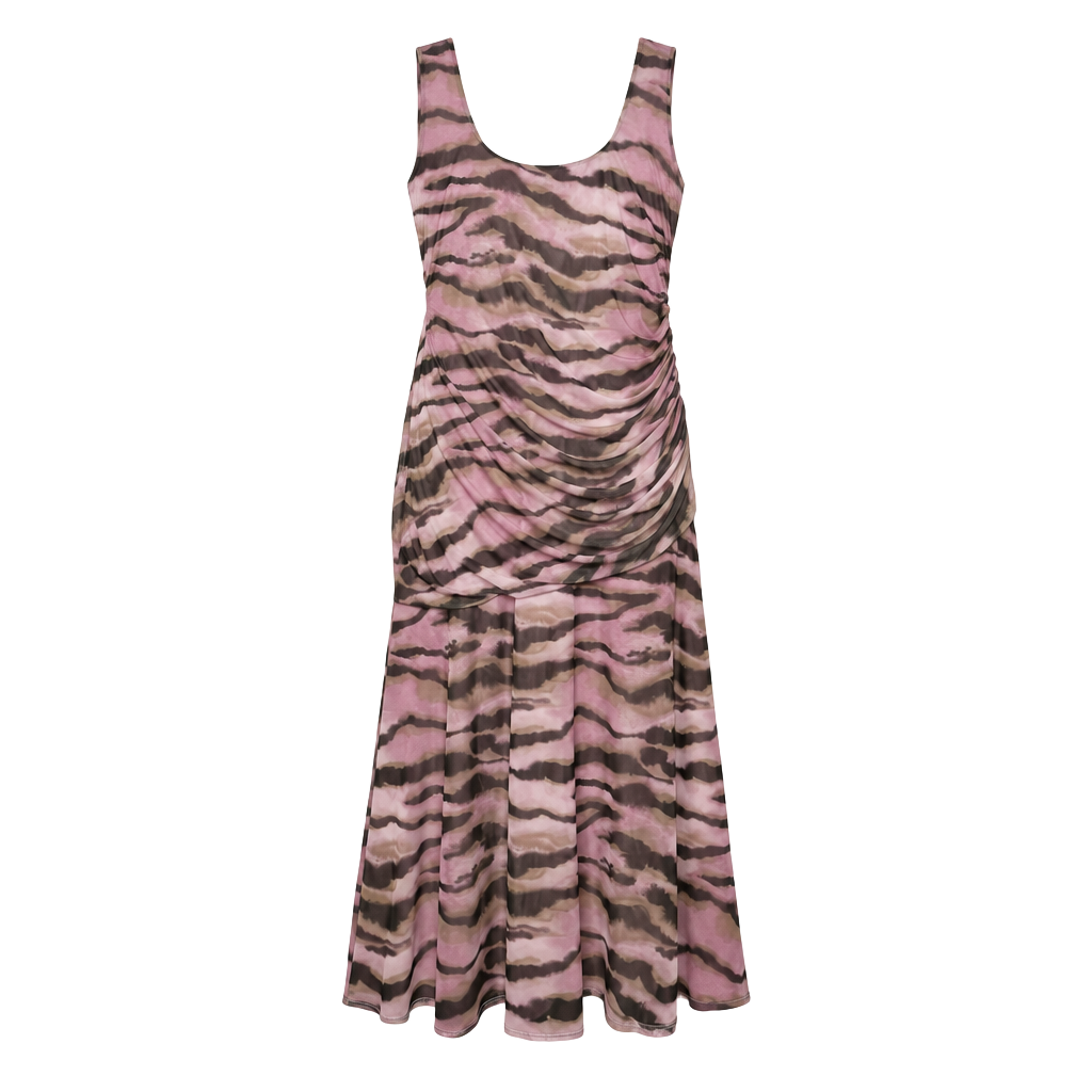 Asos Design Curve Mesh Midi Dress Pink Animal Print SZ 20 1