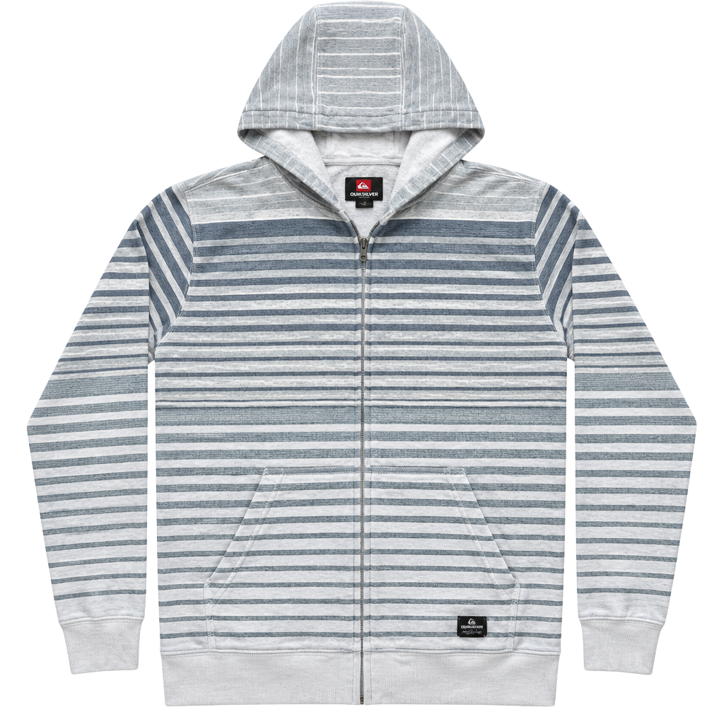Quiksilver Striped Zip Up Hoodie Size M Blue White Surf Skate 1