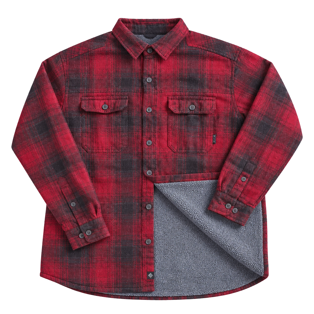 Columbia Sportswear Flannel Shirt Size XL Red Black Plaid Fleece Lined 1