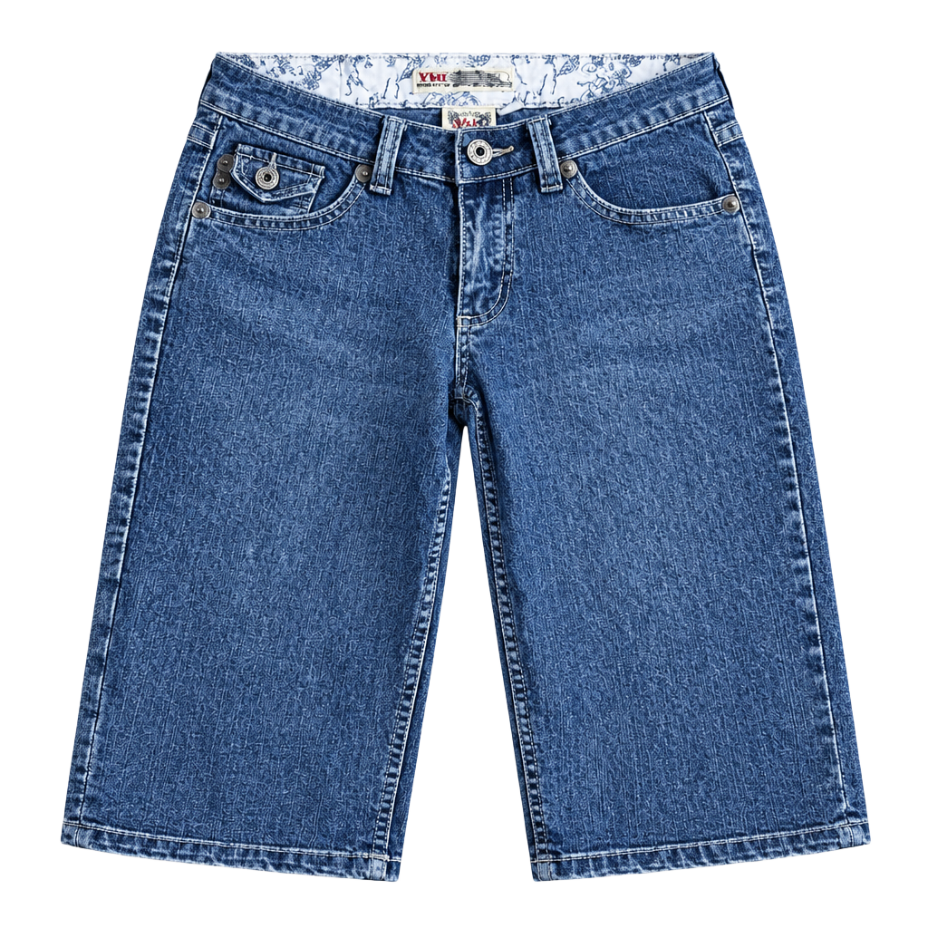YMI Denim Capri Jeans Size 5 Blue Y2K Button Flap Pockets 1