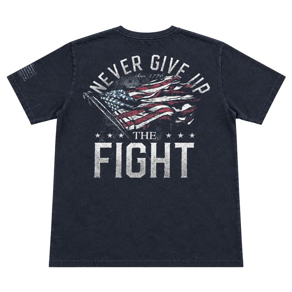 Buck Wear Never Give Up The Fight Graphic T-Shirt LG Black 1