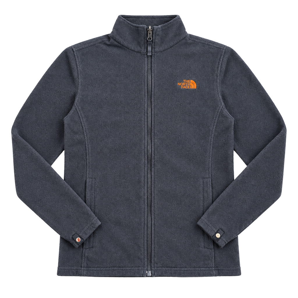The North Face Full Zip Fleece Jacket Gray Orange Logo 1