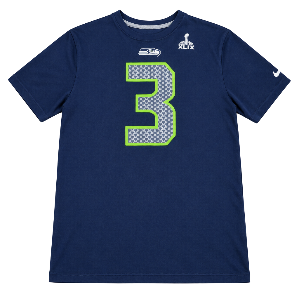 Nike Seahawks Russell Wilson Super Bowl XLIX T-Shirt XL Navy Blue 3 1
